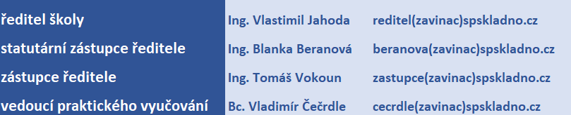 Vedení školy | Střední průmyslová škola a Vyšší odborná škola Kladno.