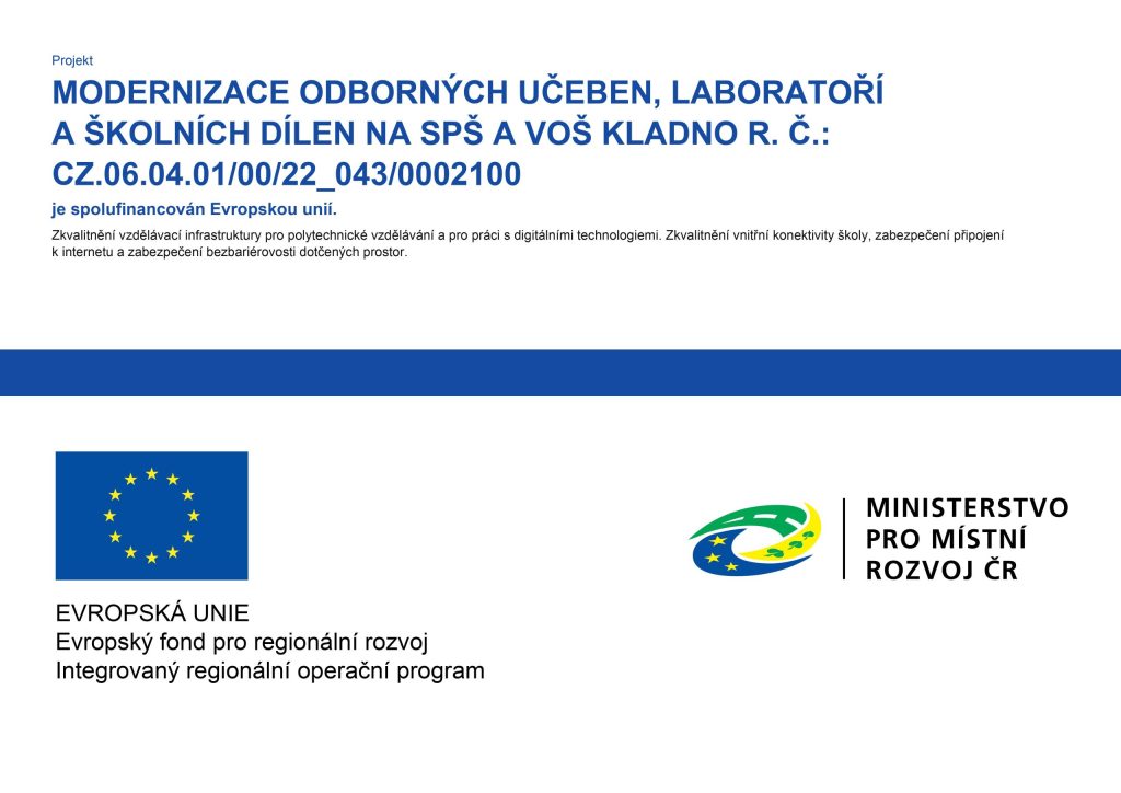 Modernizace odborných učeben, laboratoří a školních dílen | Střední průmyslová škola a Vyšší odborná škola Kladno.